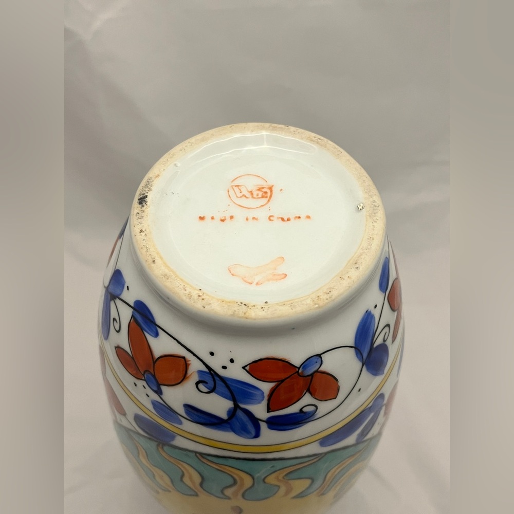 **SOLD** Hand-Painted Sunburst Ceramic Vase, 12 inch tall, MCM Home Decor EUC - Picture 13 of 14